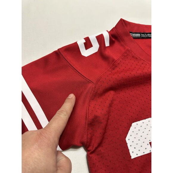 Wisconsin Badgers Jersey Youth Size Medium 10-12 Red Adidas Football NCAA *READ - Picture 2 of 10